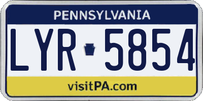 PA license plate LYR5854