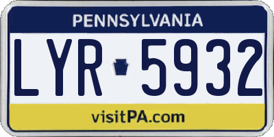PA license plate LYR5932