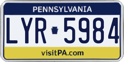 PA license plate LYR5984