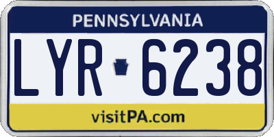 PA license plate LYR6238