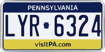 PA license plate LYR6324