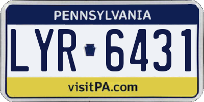 PA license plate LYR6431