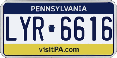 PA license plate LYR6616
