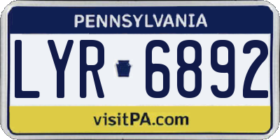 PA license plate LYR6892