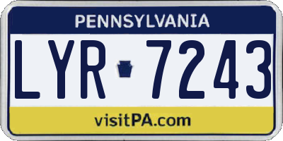 PA license plate LYR7243