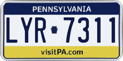 PA license plate LYR7311