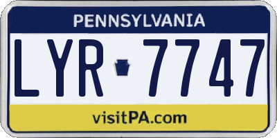 PA license plate LYR7747