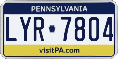 PA license plate LYR7804