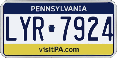PA license plate LYR7924
