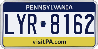 PA license plate LYR8162