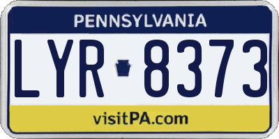 PA license plate LYR8373
