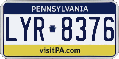 PA license plate LYR8376