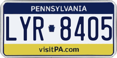 PA license plate LYR8405