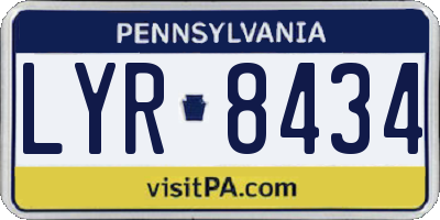 PA license plate LYR8434