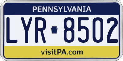 PA license plate LYR8502