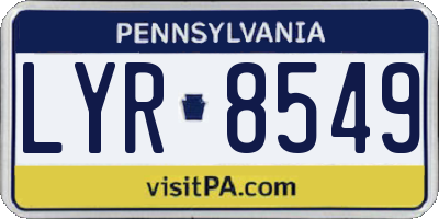 PA license plate LYR8549