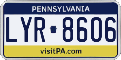 PA license plate LYR8606