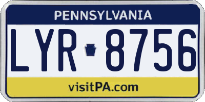 PA license plate LYR8756