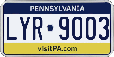 PA license plate LYR9003