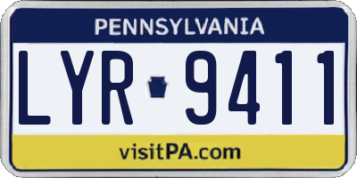 PA license plate LYR9411