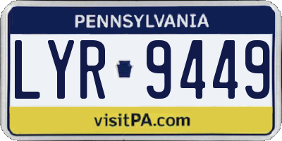 PA license plate LYR9449