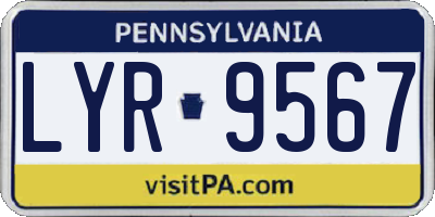 PA license plate LYR9567