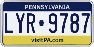 PA license plate LYR9787