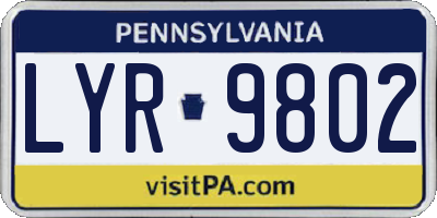 PA license plate LYR9802