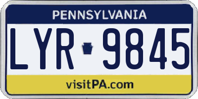 PA license plate LYR9845