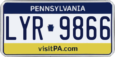 PA license plate LYR9866