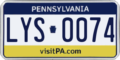 PA license plate LYS0074