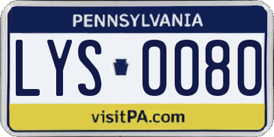 PA license plate LYS0080