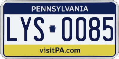 PA license plate LYS0085