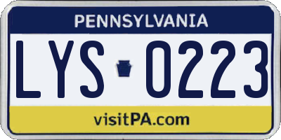 PA license plate LYS0223