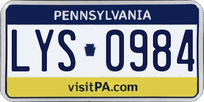 PA license plate LYS0984