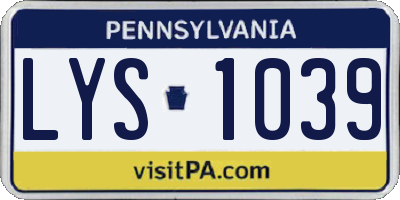 PA license plate LYS1039
