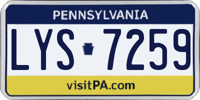 PA license plate LYS7259