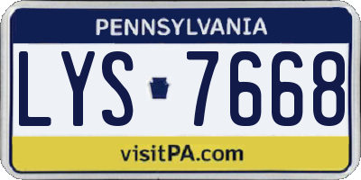 PA license plate LYS7668