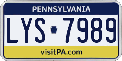 PA license plate LYS7989