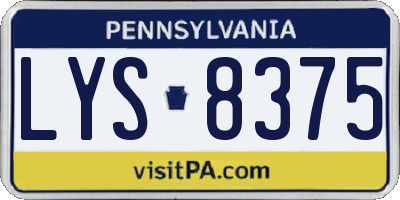 PA license plate LYS8375