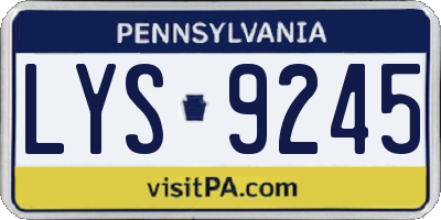 PA license plate LYS9245