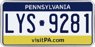 PA license plate LYS9281