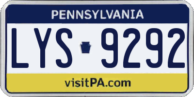 PA license plate LYS9292