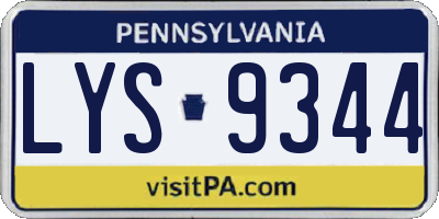 PA license plate LYS9344
