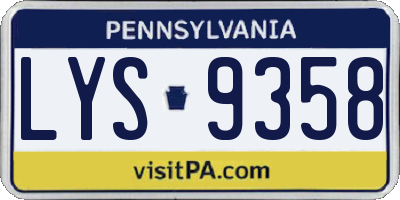 PA license plate LYS9358