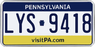 PA license plate LYS9418