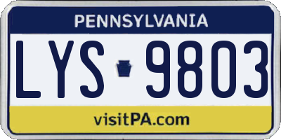 PA license plate LYS9803
