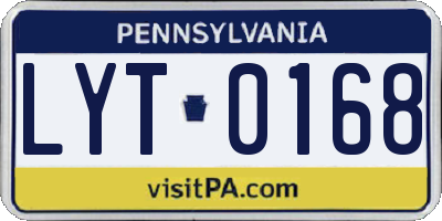 PA license plate LYT0168