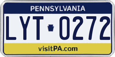 PA license plate LYT0272