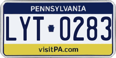 PA license plate LYT0283